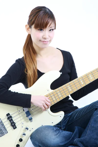 Young Japanese woman with 5strings bass — Stock Photo, Image