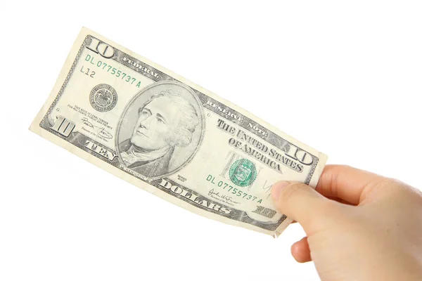 Pay a U.S. 10 doller  bill — Stock Photo, Image