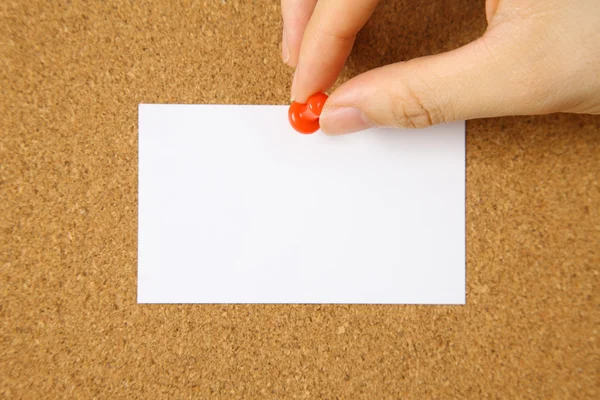 White card on a cork board — Stock Photo, Image