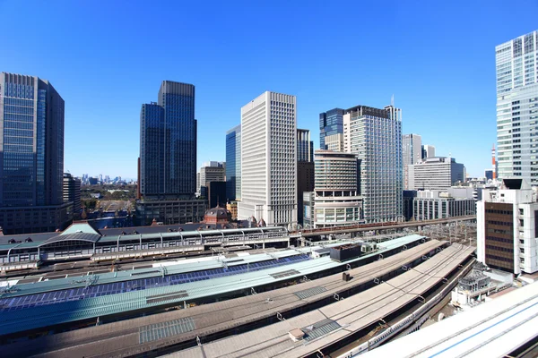 Aerial view of Tokyo Station with skyscrapers of Marunouchi — Stock Photo, Image