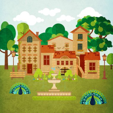 Güzel İtalya 'dan esinlenilmiş manzara çizimi