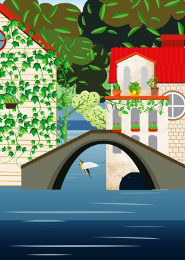 Güzel İtalya 'dan esinlenilmiş manzara çizimi