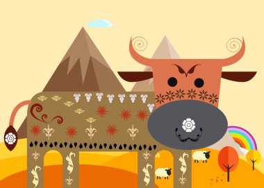    Çocuklar için dekore edilmiş hayvan tasviri