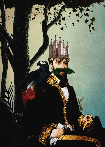 冠の代わりに頭に神殿のある王 — ストック写真