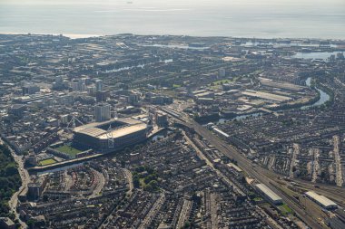 Cardiff Wales şehir merkezinin hava görüntüsü
