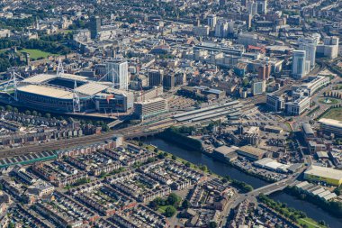 Cardiff Wales şehir merkezinin hava görüntüsü