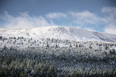 İngiltere, Galler 'deki Brecon Beacon' da kış kar manzaraları