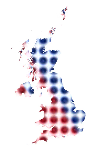 İngiltere'de nokta harita kırmızı ve mavi — Stok Vektör