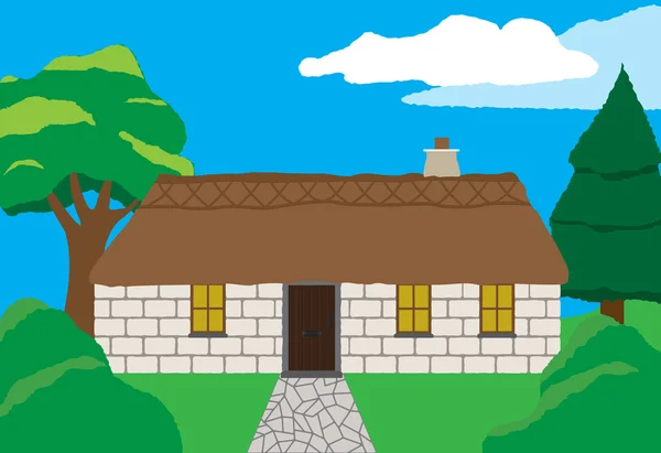 Casa rural en el campo — Vector de stock