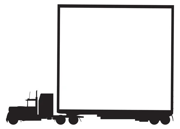 Lastbil siluett med Tom släpvagn — Stock vektor