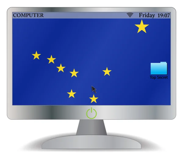 Alaska écran d'ordinateur avec bouton — Image vectorielle