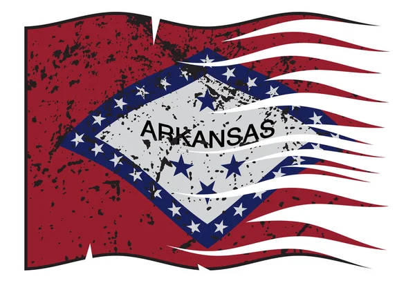 Bandera del Estado de Arkansas ondulada y gruñida — Vector de stock