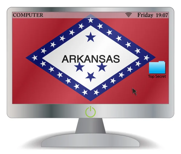 Tela do computador de Arkansas com no botão —  Vetores de Stock