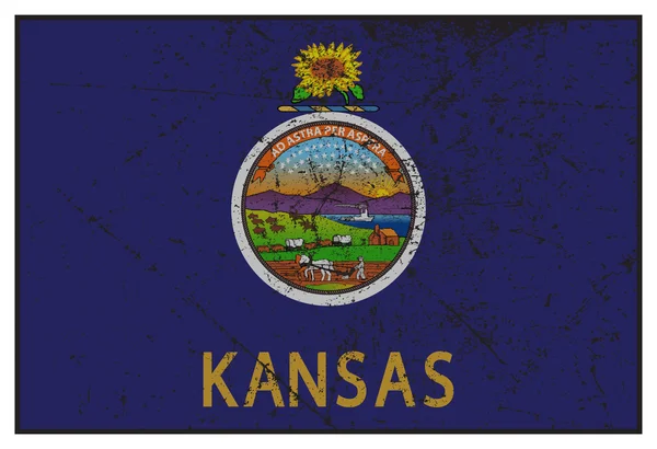 Bandeira do Estado do Kansas Grunged —  Vetores de Stock