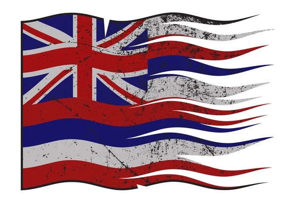 Hawaii State Flag Wavy And Grunged — Stock Vector