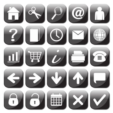 25 siyah ve beyaz Web Icons Set