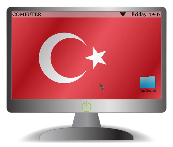 Turkiet datorskärm med på knappen — Stock vektor