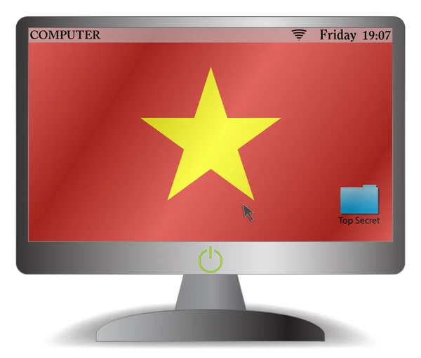 Layar Komputer Vietnam Dengan Tombol Yang Sedang Dipakai - Stok Vektor