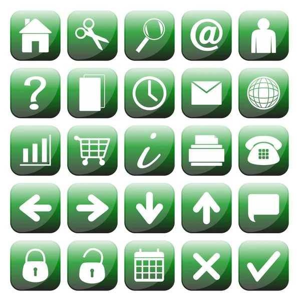 25 Green Web Icons Set — Stock Vector