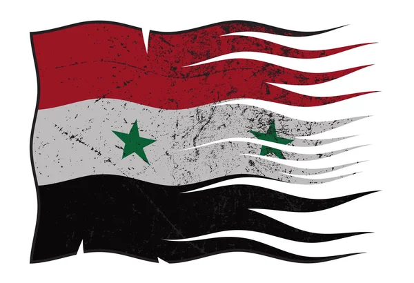 Syrienfahne wellig und grunzend — Stockvektor