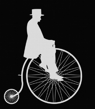 Penny Farthing adam beyaz siluet