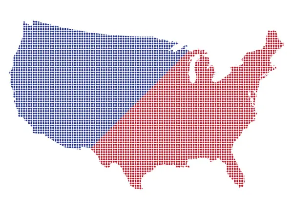 美国点地图红色和蓝色 — 图库矢量图片