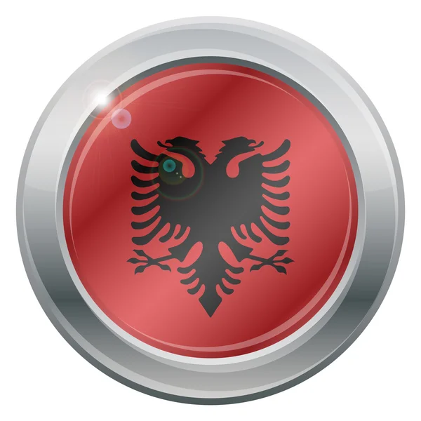 Bandiera Albania Icona d'argento — Vettoriale Stock