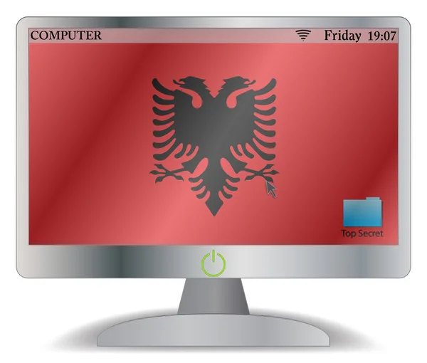 Albánie obrazovku počítače s na tlačítko — Stockový vektor
