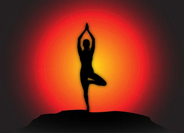 Albero di yoga Posa sfondo — Vettoriale Stock