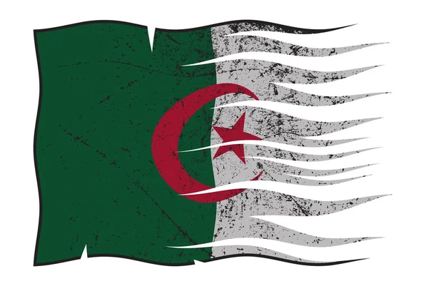 Algérie Drapeau ondulé et grogné — Image vectorielle