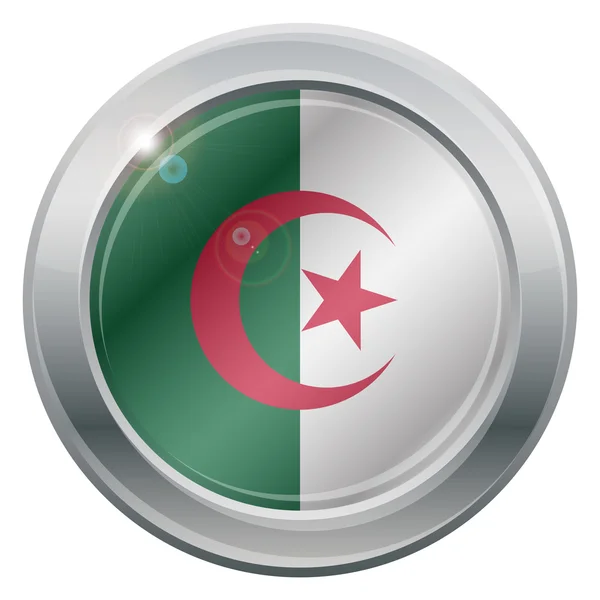 Algérie Drapeau Argent Icône — Image vectorielle