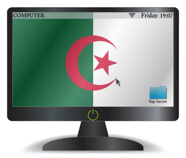 Tela de computador de Argélia com botão ligado —  Vetores de Stock