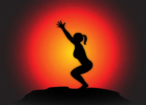 Yoga stol Pose Sun bakgrund — Stock vektor