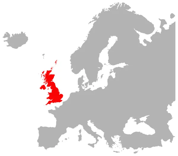 Avrupa ve İngiltere'de kırmızı — Stok Vektör