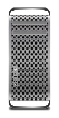 Gerçekçi gümüş bilgisayar kule açık