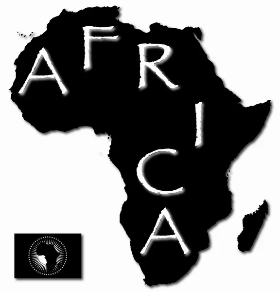 Africa nella mappa Silhouette — Vettoriale Stock