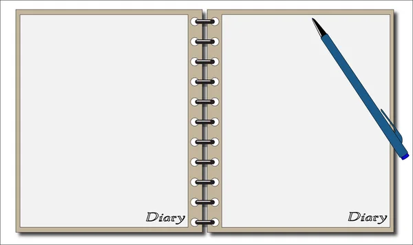 Diary With Pen — Stock Vector