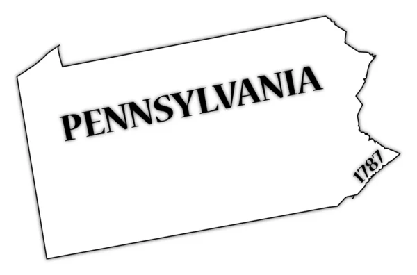 Estado de Pennsylvania y fecha — Vector de stock