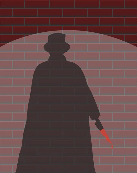 Jack The Ripper Wall Spotlight Shadow — Stock Vector