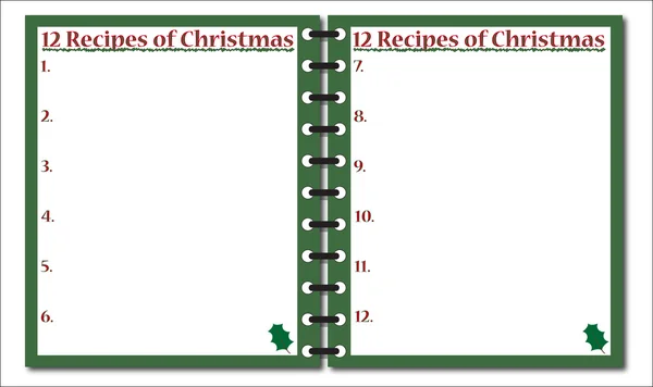 12 recepten van Kerstmis Kladblok — Stockvector