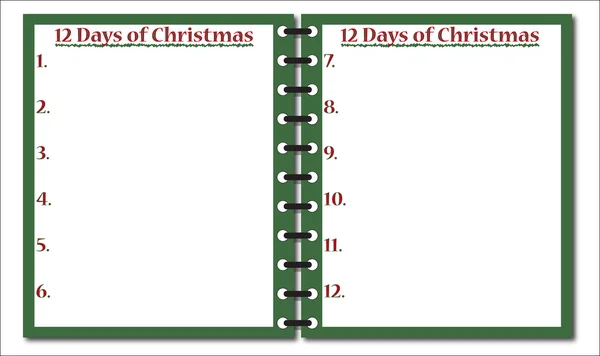 12 dias de bloco de notas de Natal — Vetor de Stock