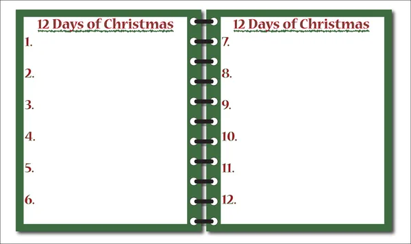 メモ帳クリスマスの 12 日 — ストックベクタ