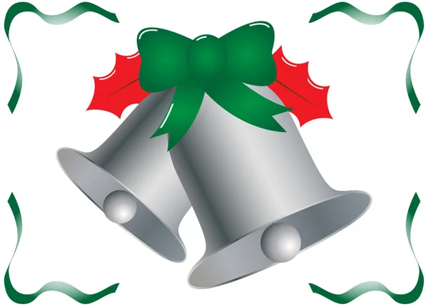 Silver Christmas Bells — Stock Vector