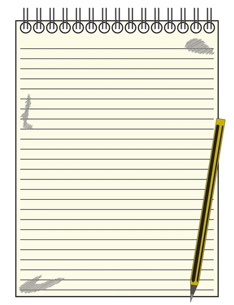 Lined Reporter Notepad With Pencil — Stock Vector