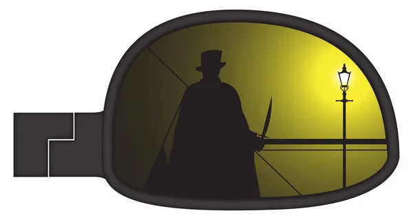 Jack The Ripper In Smashed Car Side Mirror — Stock Vector