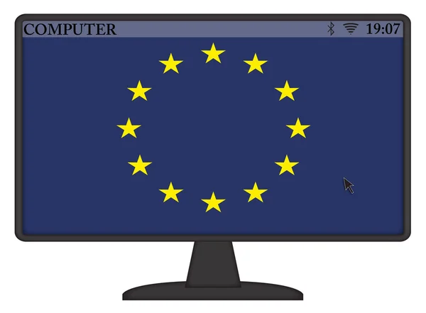 Flaga UE komputera — Wektor stockowy