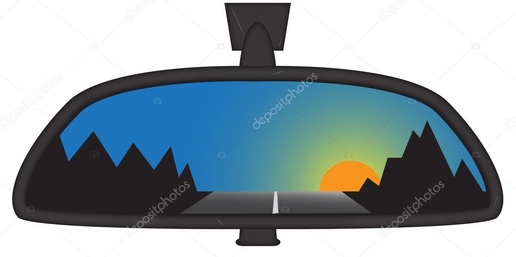 Mountain Sunset In Chunky Rear View Mirror