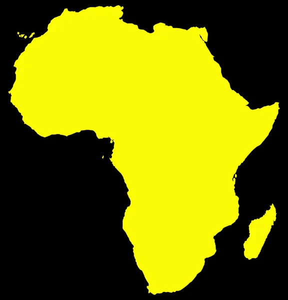 Africa Mappa gialla su nero — Vettoriale Stock