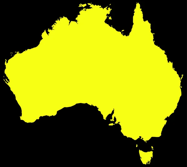 Australia Mappa Nero E Giallo — Vettoriale Stock