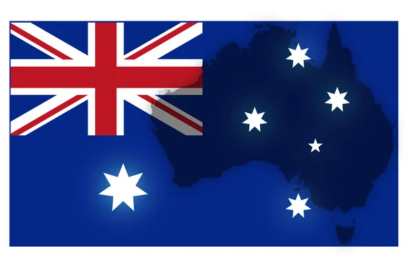 Australian Flag With Map — Stock Vector